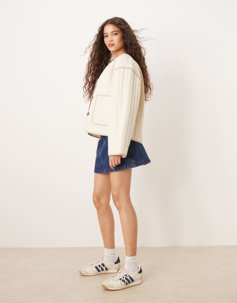 Selected Femme - Giacca imbottita color crema con tasche - view 1