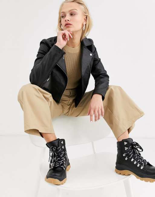 Selected Femme - Giacca in pelle nera