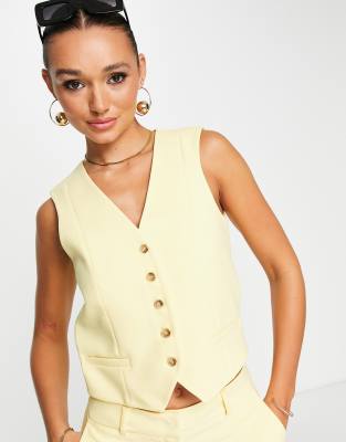 Selected Femme - Gilet sartoriale da abito giallo pastello