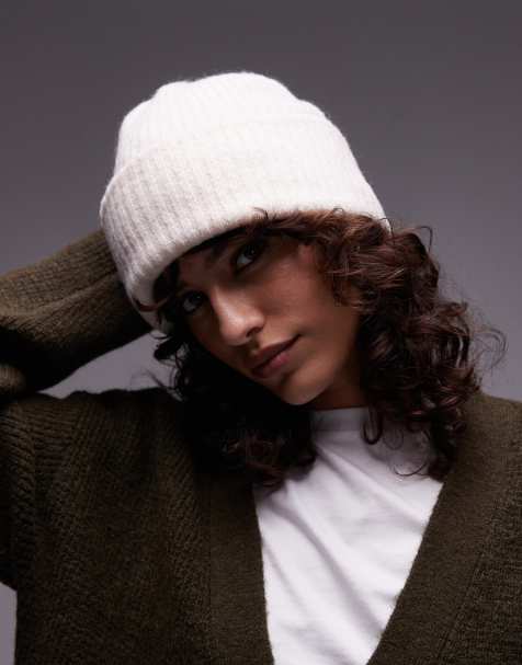 Selected Femme – Gräddvit, fluffigt stickad mössa - view 1