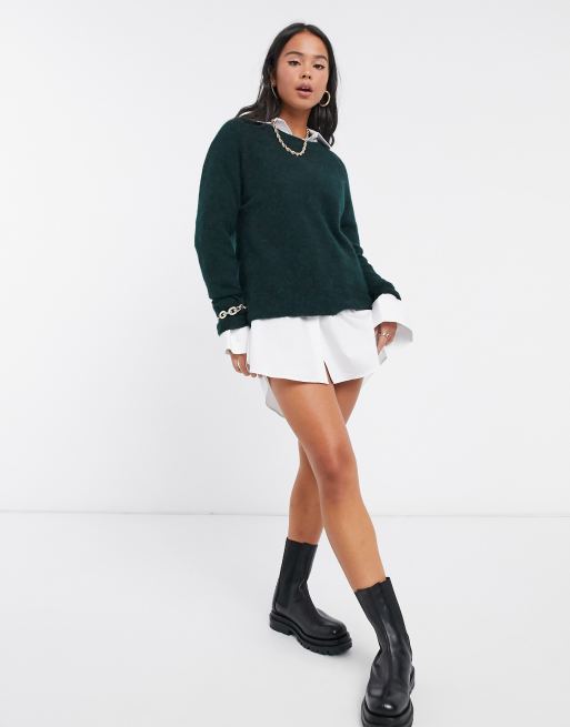 Selected Femme Gruner Strickpullover In Geburstetem Design Asos