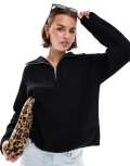 [Selected] Selected Femme half zip jumper in black S Black