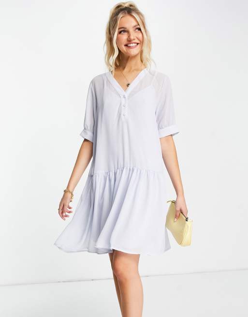 Selected Femme – Hängerkleid in Hellblau mit V-Ausschnitt