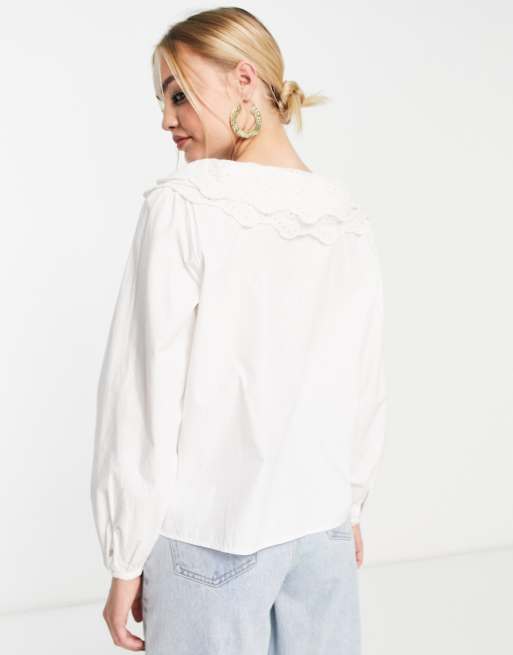 Selected Femme – Hemd aus Baumwolle in Weiß mit Kragen , 2 von 4