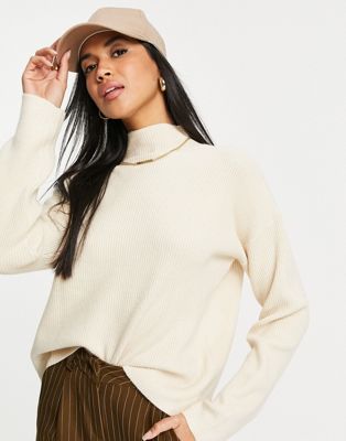 Selected Femme high neck knit jumper in cream