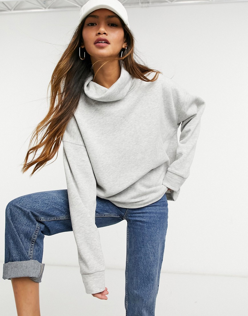 Selected Femme high neck sweatshirt in gray-Grey