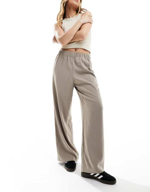 Selected Femme high rise wide fit pants in beige