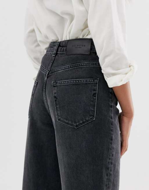 Selected Femme high waist straight leg grey jeans, 3 of 4