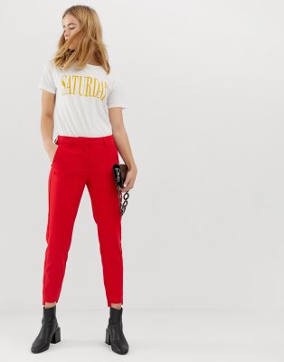 pleated waist cigarette trousers