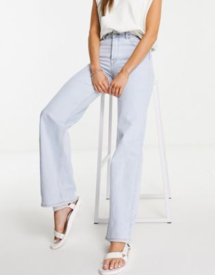 Selected Femme high waisted wide leg jean in light blue wash