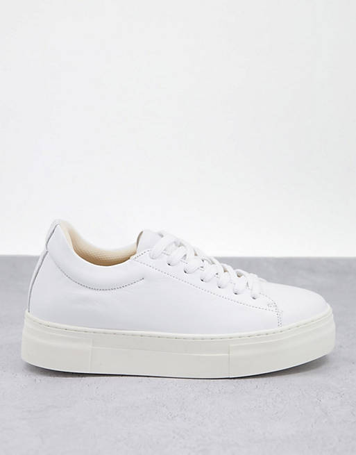 Selected Femme hightop leather sneakers in white