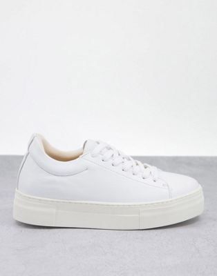 Selected Femme hightop leather trainers in white