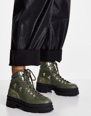 Selected Femme hiking boots in khaki