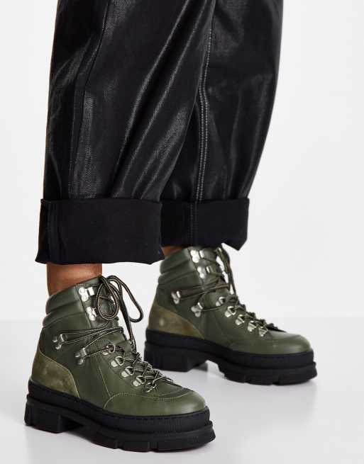 Selected Femme hiking boots in khaki | ASOS