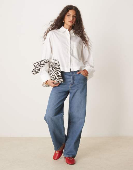 Selected Femme - Hvid cropped skjorte med firkantet pasform, 2 af 4