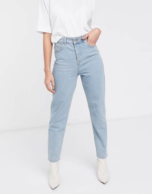 Jean mom discount bleu clair femme