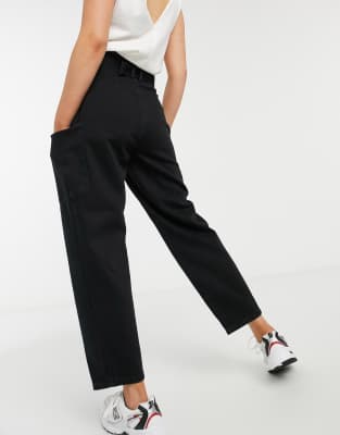 Selected Femme jeans with high waist and belt in washed black | ASOS
