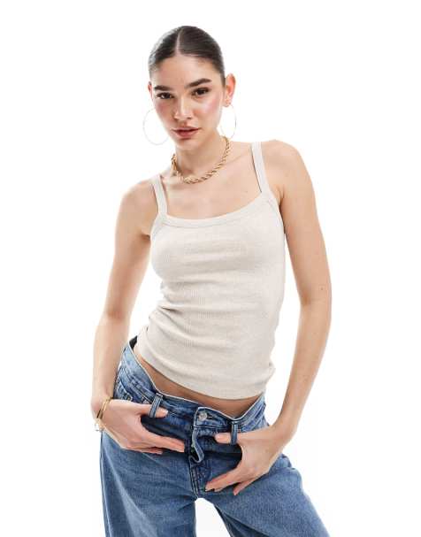 Selected Femme jersey cami top in beige  - view 1
