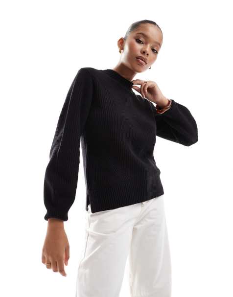 Selected Femme jumper with oversized sleeves in black - view 1