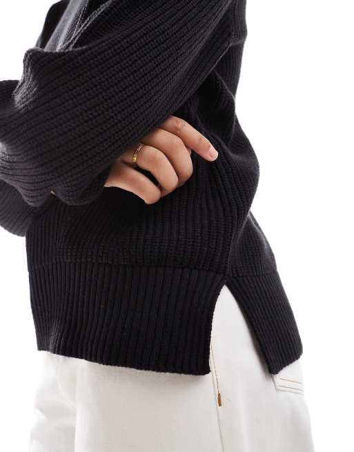 Selected Femme jumper with oversized sleeves in black