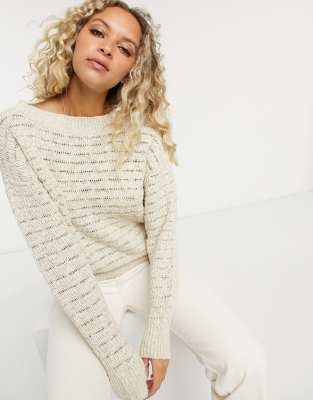 cream slash neck jumper