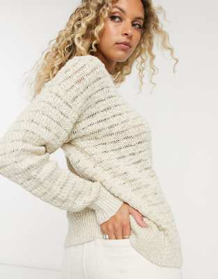 cream slash neck jumper