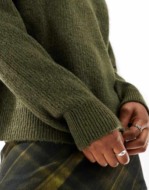 Selected Femme - Kakifarvet langærmet trøje i blød strik, 3 af 4