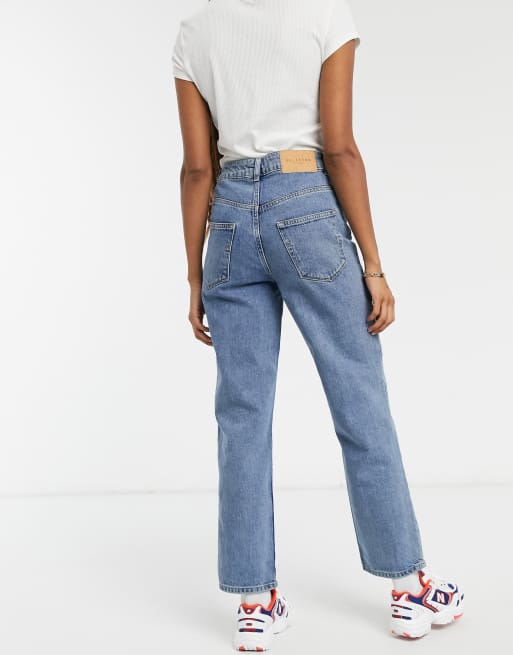 Selected Femme - Kate - Jeans dritti a vita alta blu in cotone - MBLUE, 2 di 4