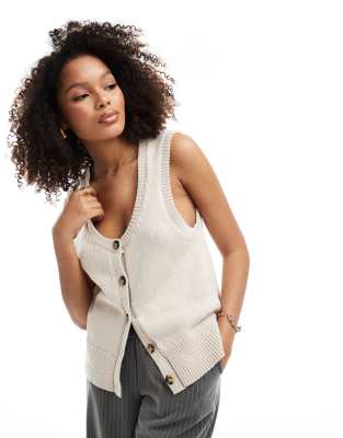 Selected Femme Knit Button Up Vest