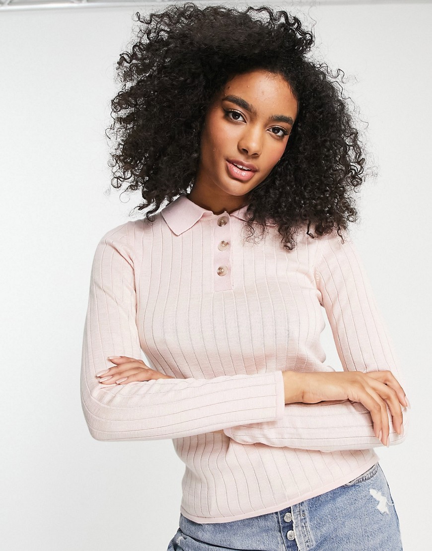 Selected Femme knit polo in pink