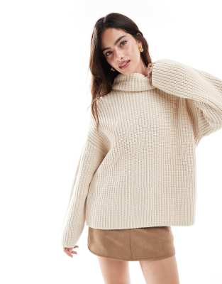 Selected Femme Knit Turtleneck Sweater In White