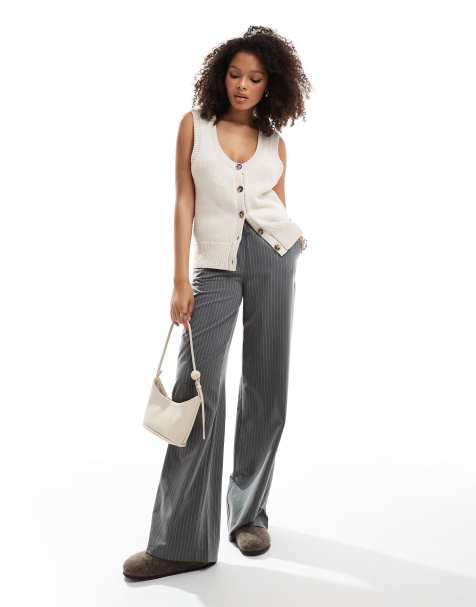 Selected Femme knitted button up vest in cream - view 1