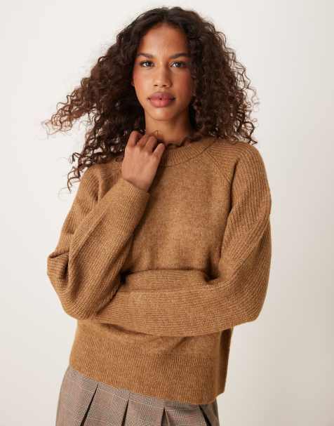 Selected Femme knitted jumper in tan - view 1