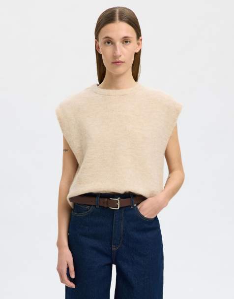 Selected Knitted vest in birch 