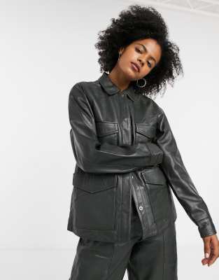green leather shirt