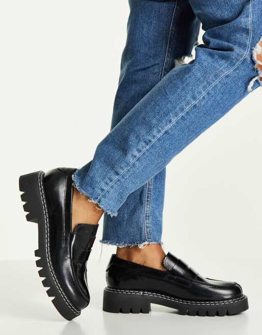 Selected Femme leather loafers in black ASOS