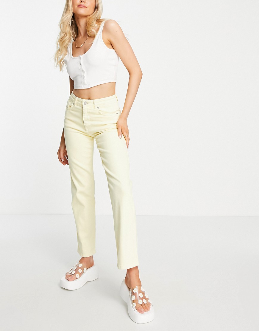 Selected Femme Lifa cotton straight leg jeans in pastel yellow - YELLOW
