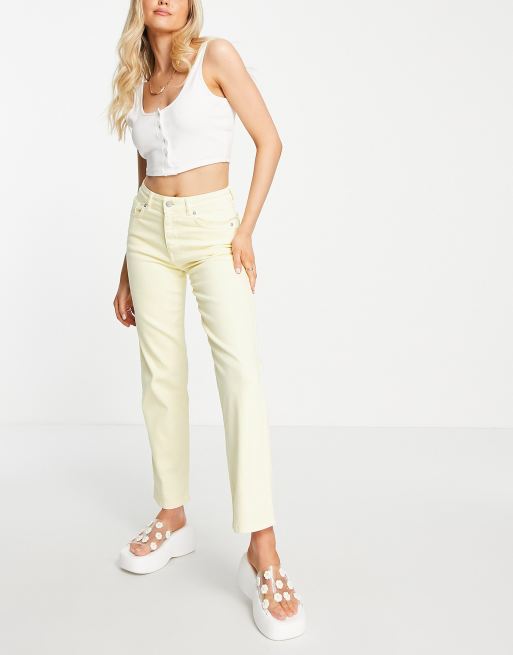 Selected Femme - Lifa - Jean droit en coton - Jaune pastel - YELLOW