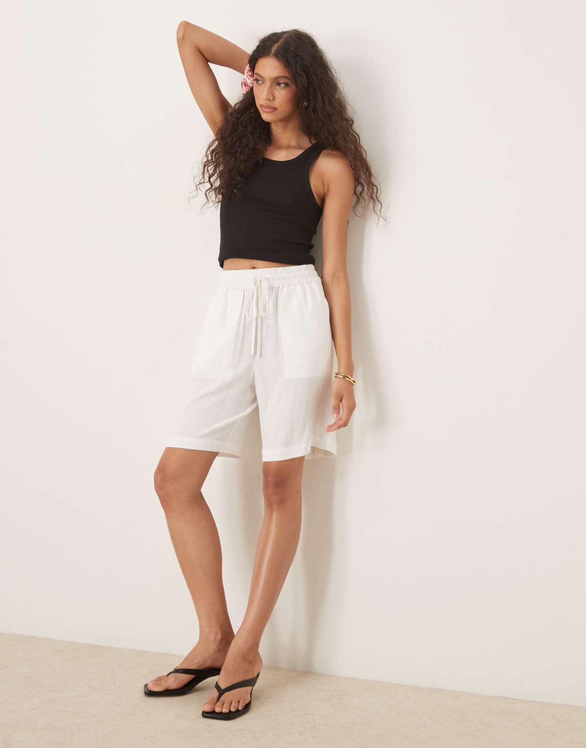 Selected Femme linen shorts in white