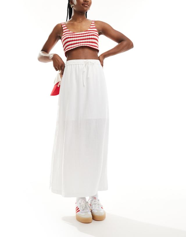 Selected - femme linen touch midi skirt in white