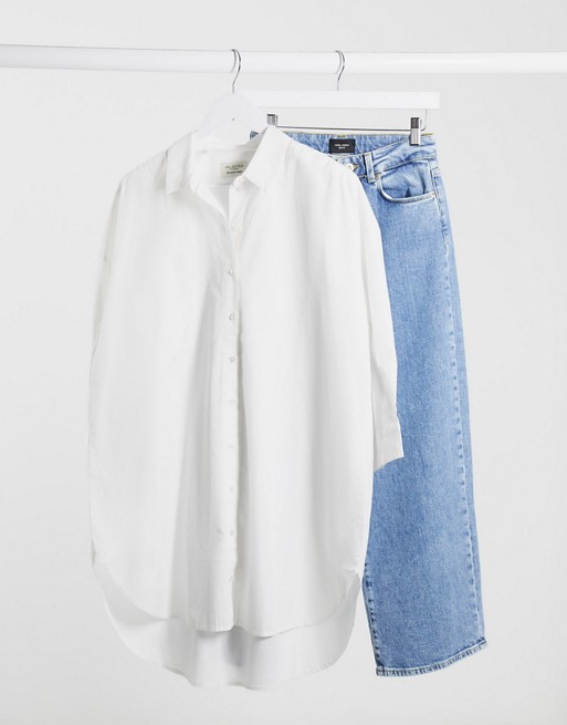 Selected Femme longline shirt in white