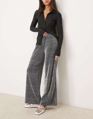 Femme lurex pants in silver-Black