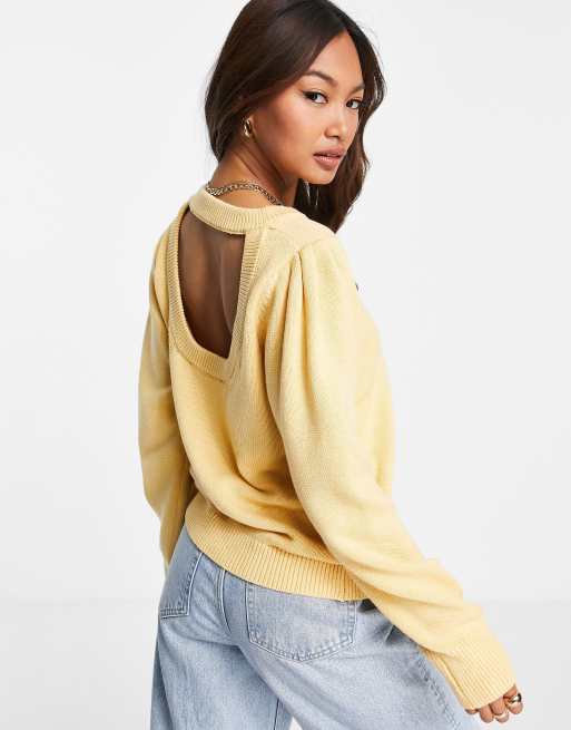 Selected Femme - Maglione lavorato con cut-out sul retro, colore giallo