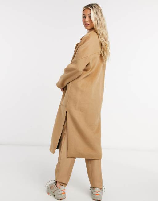 manteau laine cintré femme camel