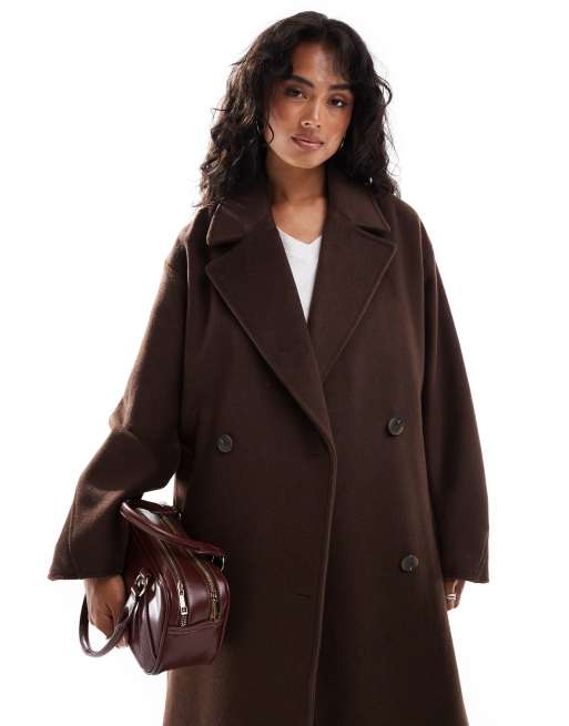 Long manteau marron femme best sale