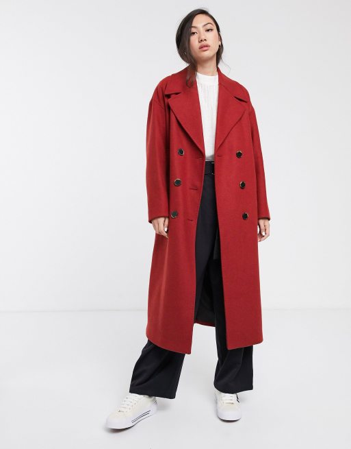 manteau rouge long femme