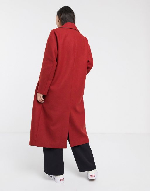 manteau rouge oversize femme