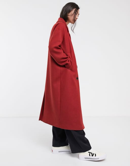 manteau long rouge femme