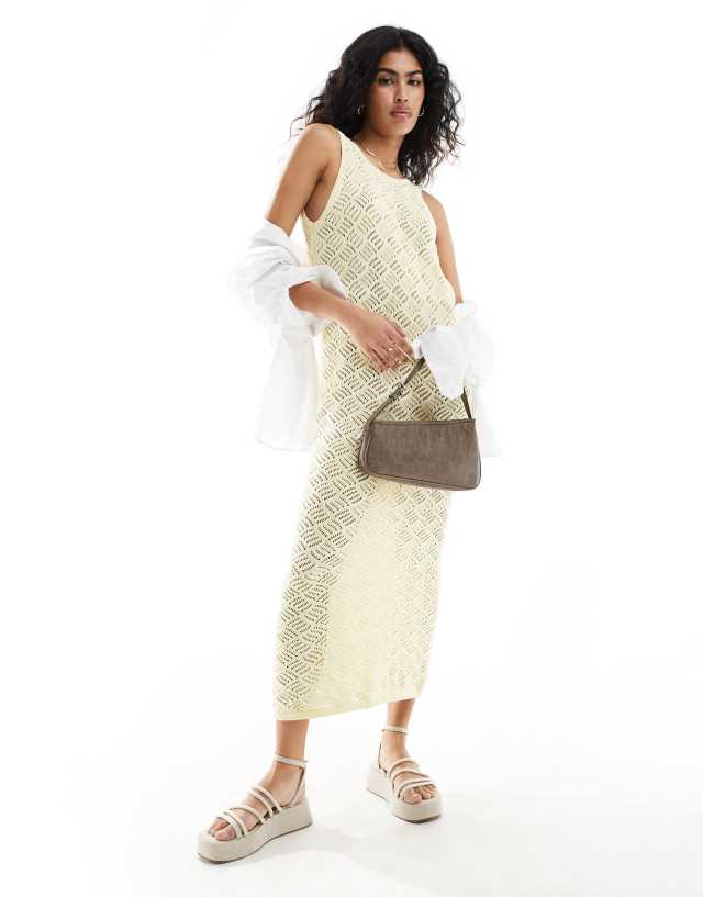 Selected - femme maxi crochet dress in yellow