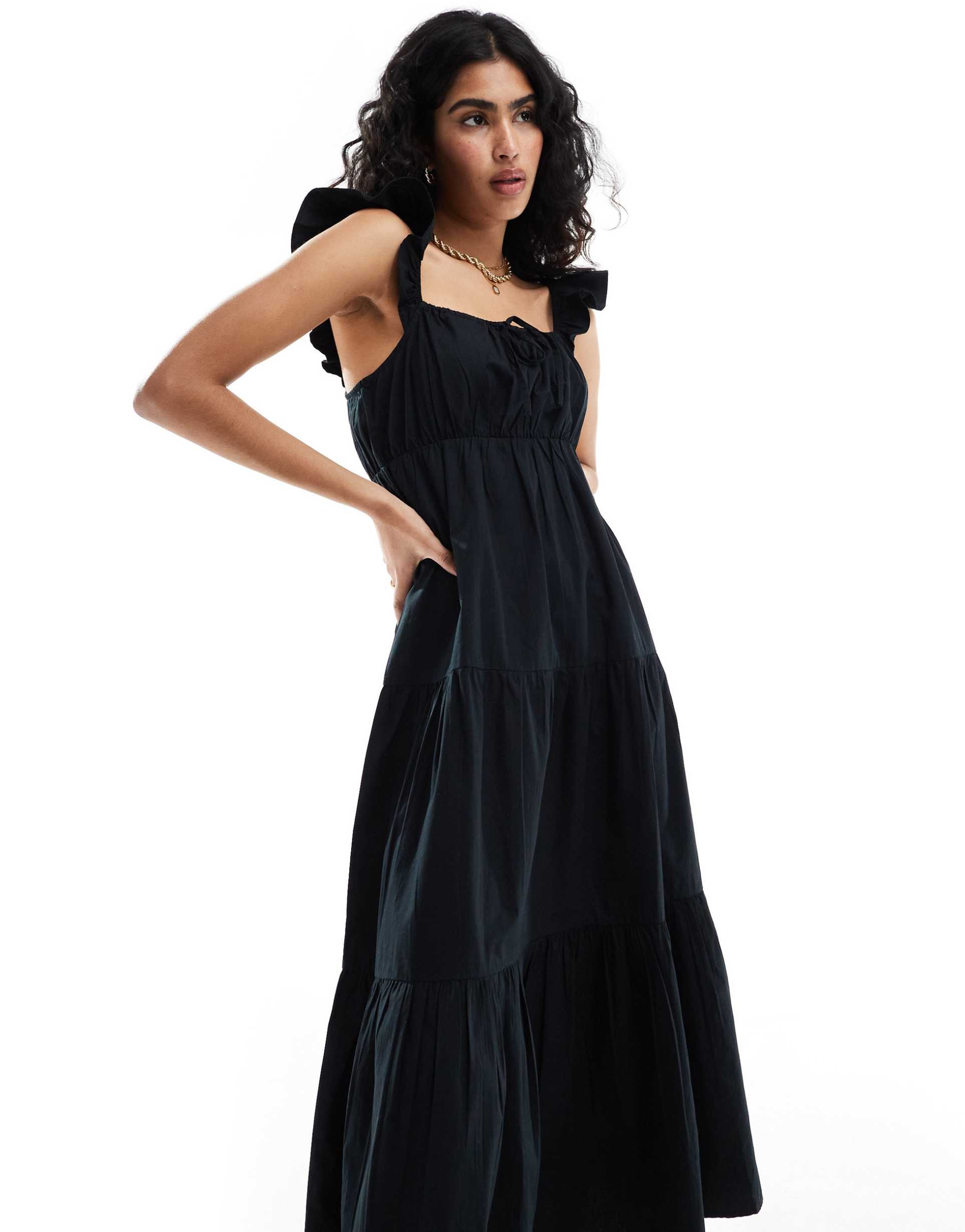 selected femme maxi dress in black